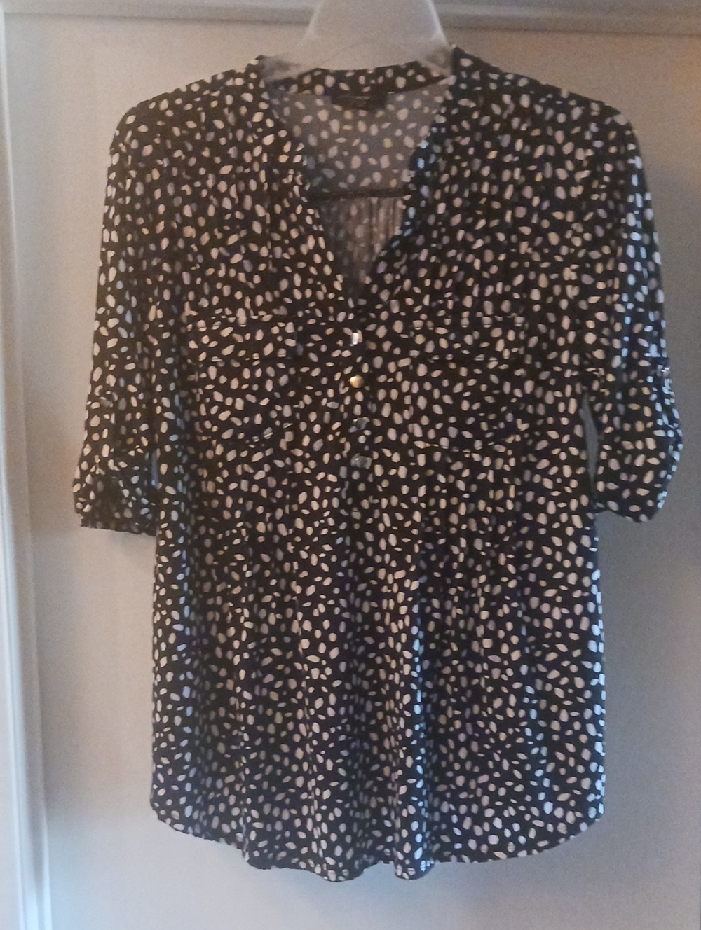 Cocomo Black V-Neck Polka Dot Blouse